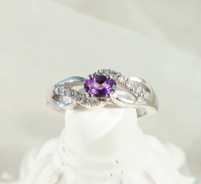Серебряное кольцо аметист натуральный 27072